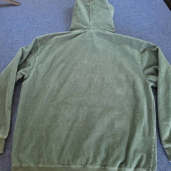 Crooked Skateboarding Corduroy Hoodie Green Embroidered Logo Pullover Size L - Picture 10 of 11